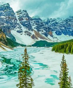 Moraine Lake Banff Winter paint by number