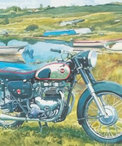 Motorcycle By Lake Art paint by number