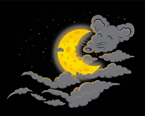 Mouse Clouds And Cheese Moon Paint by number