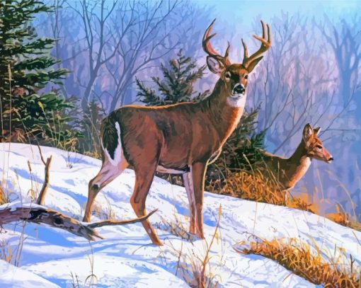 Nature Scene With Deer paint by number