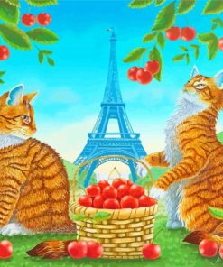 Orange Cats In Paris paint by number