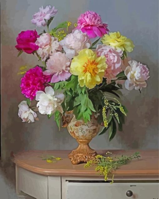 Pastel Flowers In Vase Still Life paint by number