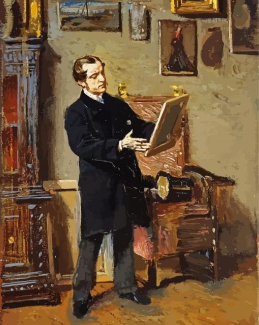 Self Portrait While Looking At A Painting Giovanni Boldini paint by number