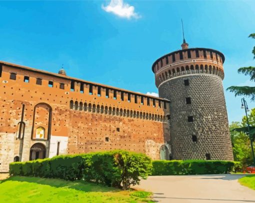 Sforzesco Castle In Milan paint by number