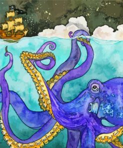 Ships And Octopus Art paint by number