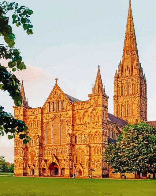 The Salisbury Cathedral England paint by number