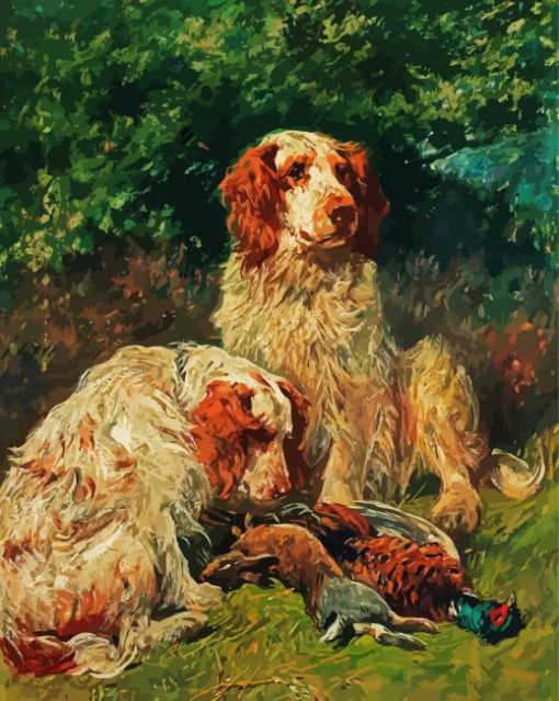Two Clumber Spaniels paint by number