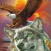 Wild Eagle And Wolf paint by number