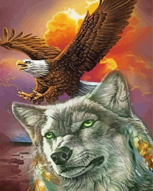 Wild Eagle And Wolf paint by number