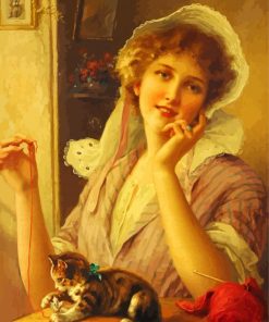 Woman And Cat Emile Vernon paint by number