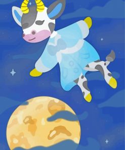Adorable Cow Jumping Over The Moon paint by number