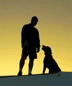 Aesthetic Man And Dog Silhouette paint by number
