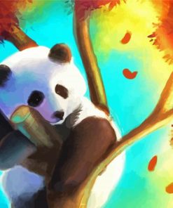 Aesthetic Panda On Tree Art Illustration paint by number