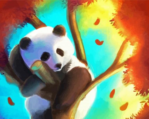 Aesthetic Panda On Tree Art Illustration paint by number