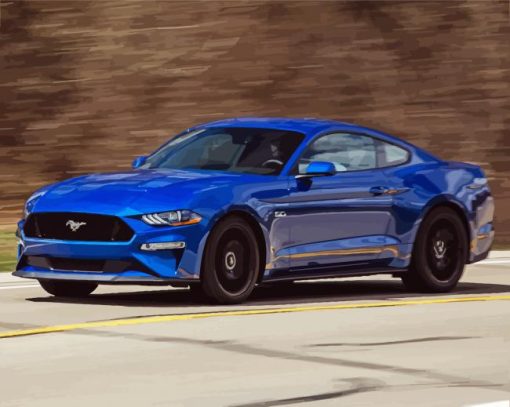 Blue 2018 GT Mustang paint by number