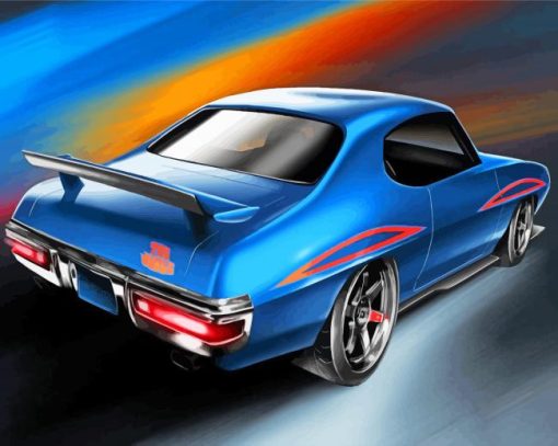 Blue Pontiac 1970 Gto Art paint by number