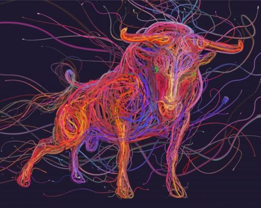 Colorful Bull With Horns paint by number