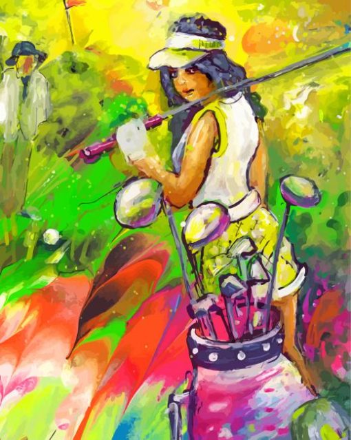 Colorful Golf Lady paint by number