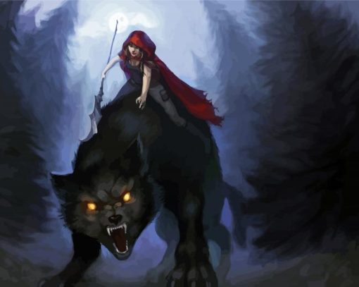 Cool Red Riding Art paint by number