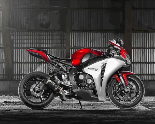 Grey And Red Honda Fireblade Paint by number