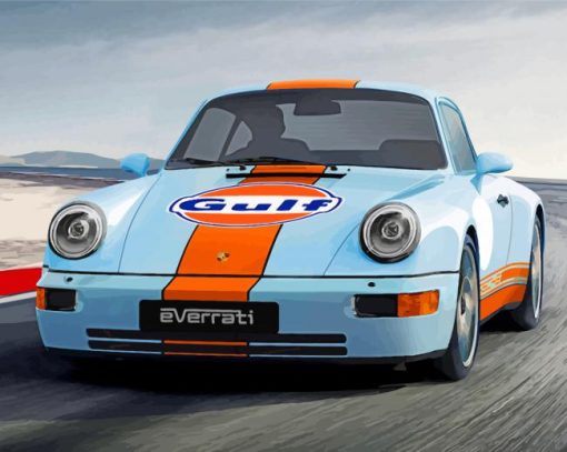 Gulf Porsche On Road paint by number