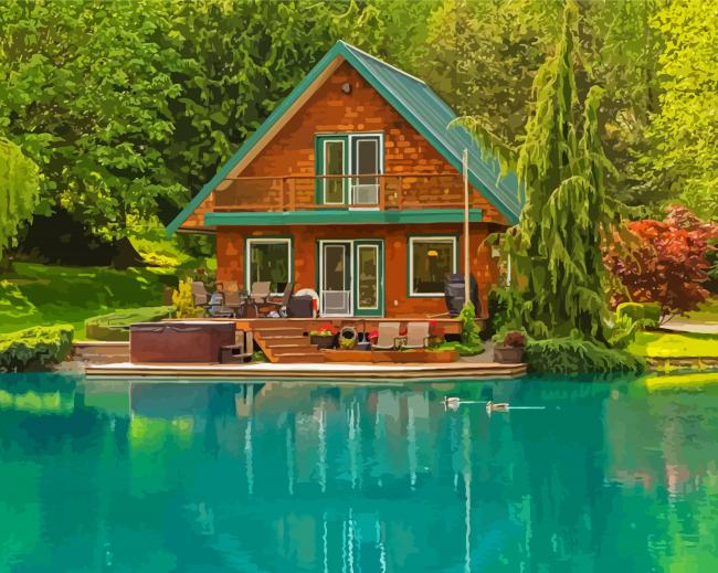 Lake Side Cabins Paint by number