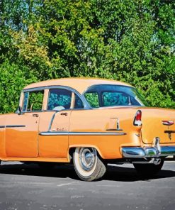 Orange 1955 Chevy Four Door paint by number