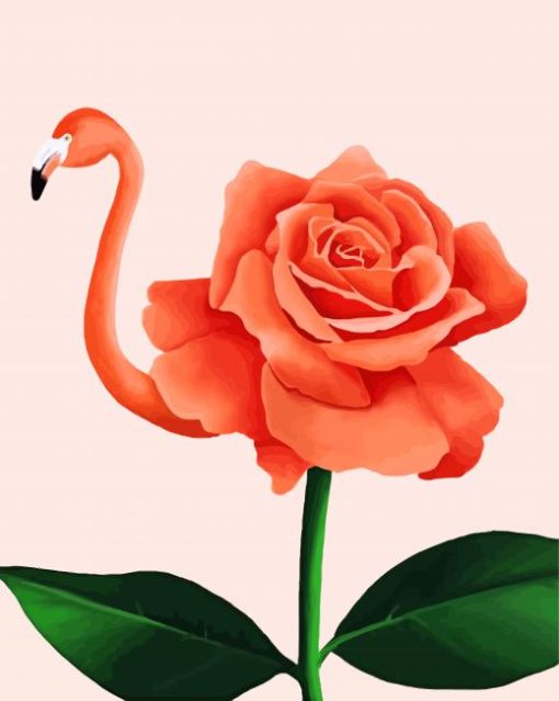 Pink Flamingo With Rose paint by number