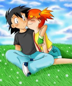 Pokemon Misty And Ash Art paint by number