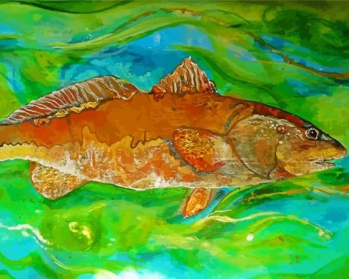 Red Drum Fish Art paint by number