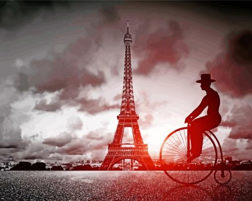 Retro Man Biking In France paint by number