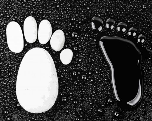 Stones And Water Drops Footprints paint by number