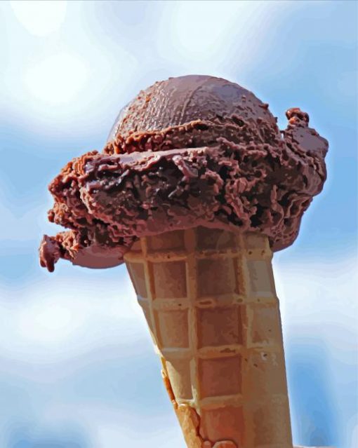 Sweet Chocolate Ice Cream Cone paint by number