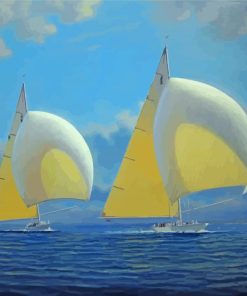 Two White Sailboats Art paint by number