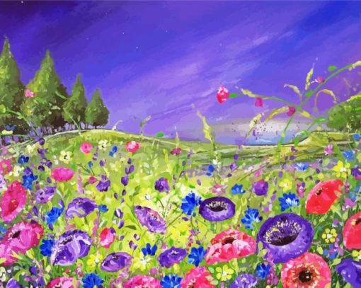 Violets And Poppies paint by number