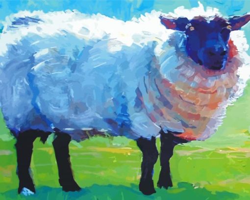 White Abstract Sheep paint by number