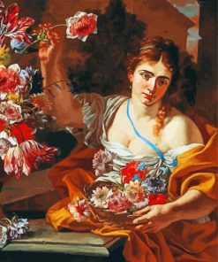 Young Woman With Flower In Vase Paint by number