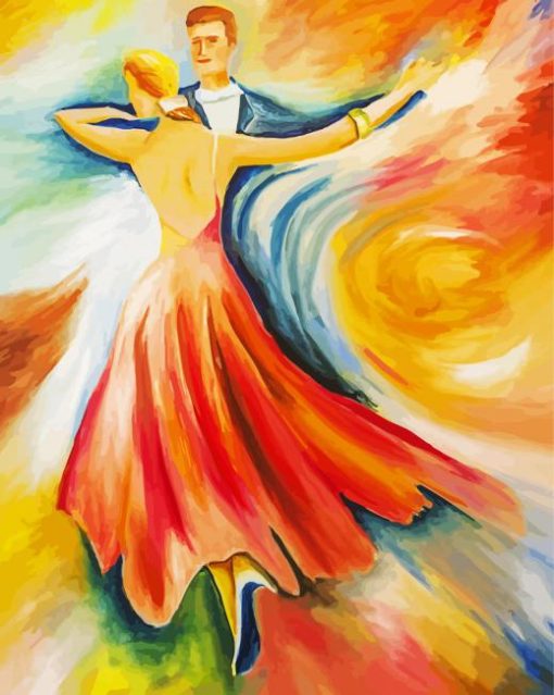 Abstract Ballroom Dancers paint by nbumber