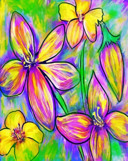 Abstract Colorful Flowers paint by number