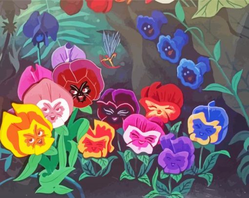Alice In Wonderland And Flowers paint by number