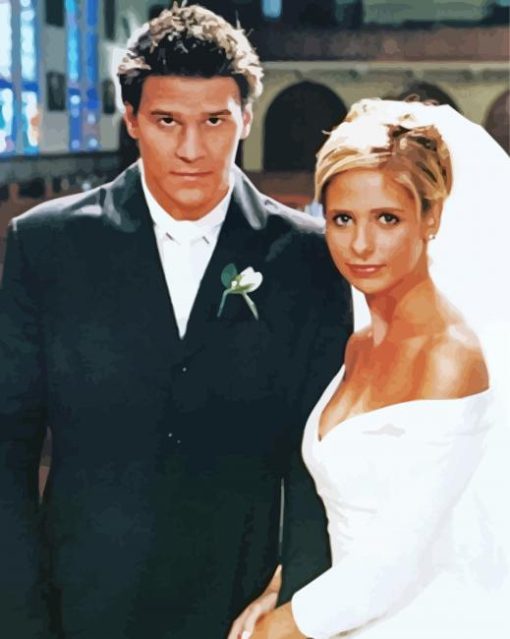 Angel And Buffy Couple Wedding paint by number