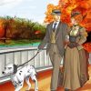 Autumn Couple Walking Art paint by number