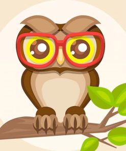 Baby Owl With Glasses paint by number