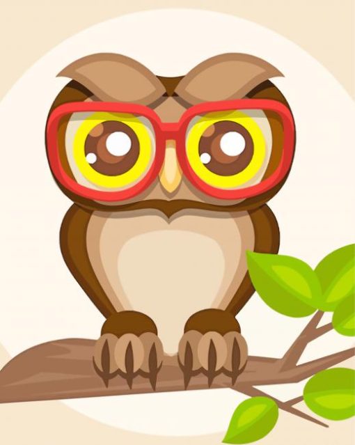 Baby Owl With Glasses paint by number