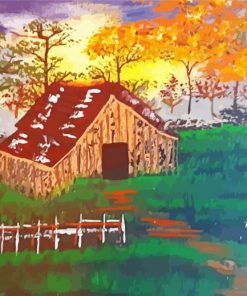 Barn In Meadow Art paint by number