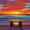 Beach Sunset Mickey And Minnie paint by number