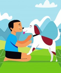 Boy With Dog Illustration paint by number