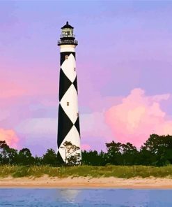 Cape Lookout Lighthouse paint by number