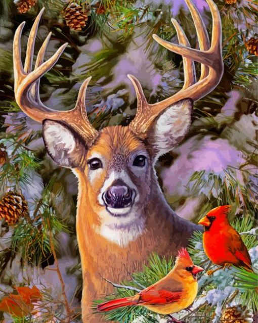 Cardinal Deer paint by number