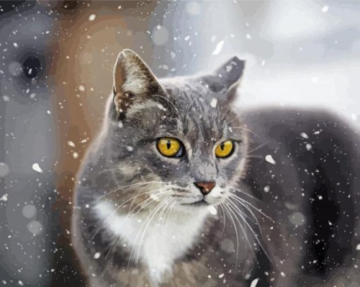 Cat And Snow paint by number